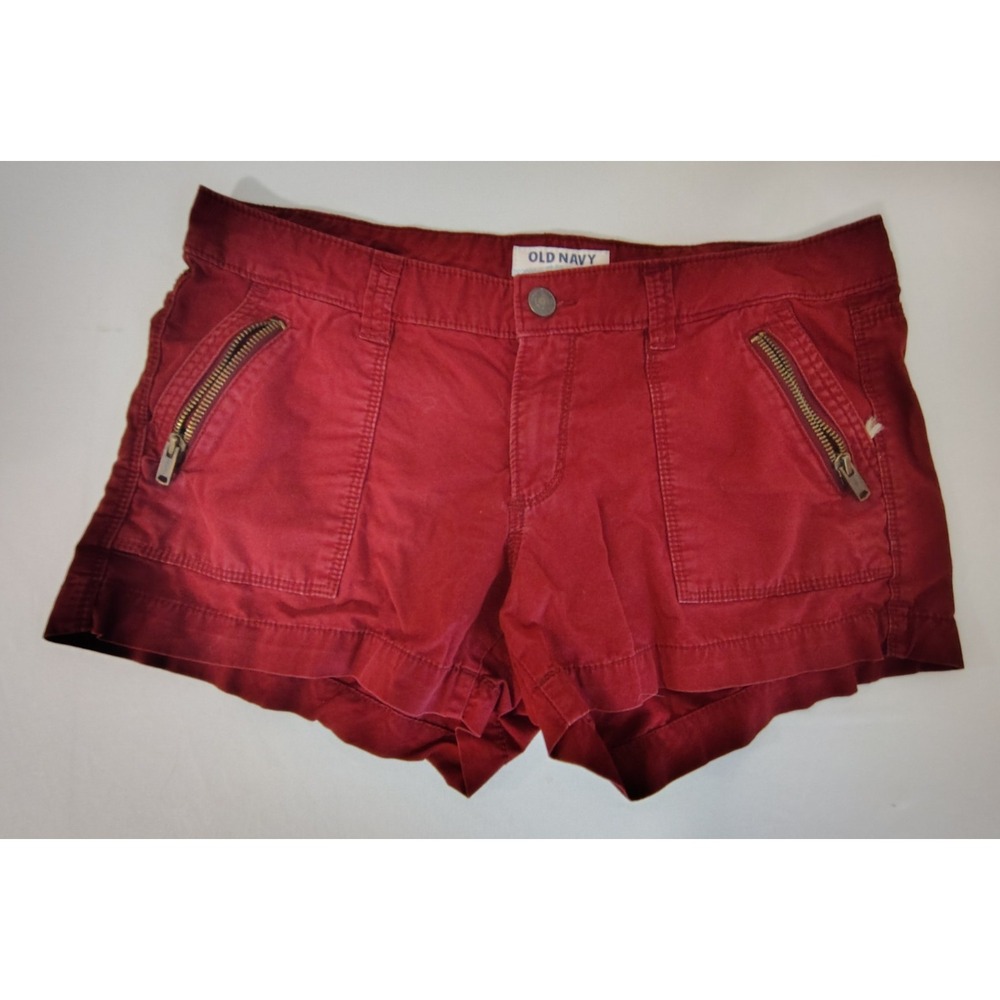 Old Navy Women's Burgundy Red Shorts Zippered Pockets - Size 4 - 100% Cotton